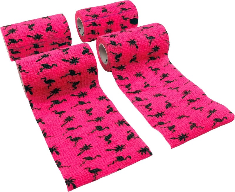 Neogen SyrFlex Cohesive Bandage 4” Pink Flamingo 4pk - Image 1